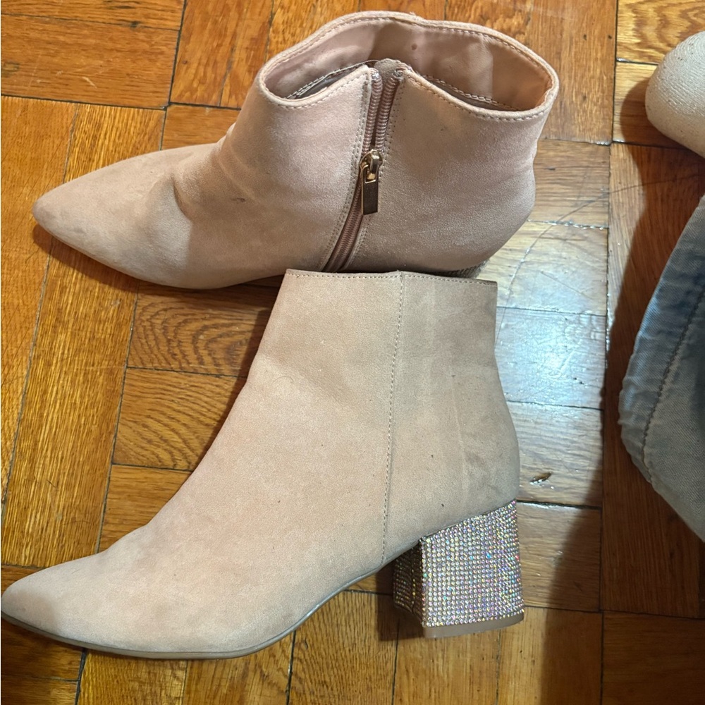 Elegant Pink Ankle Boots with Glitter Heel